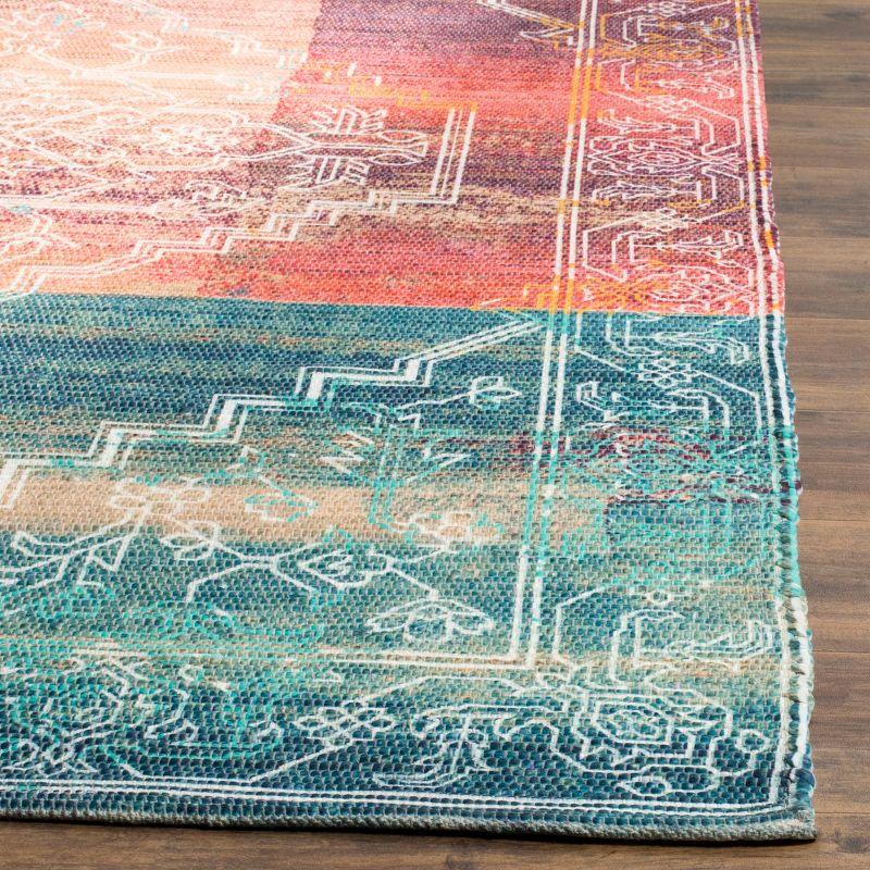 Aqua Coral Bliss Flat-Woven Handmade Wool-Cotton Blend Rug - 3' x 5'