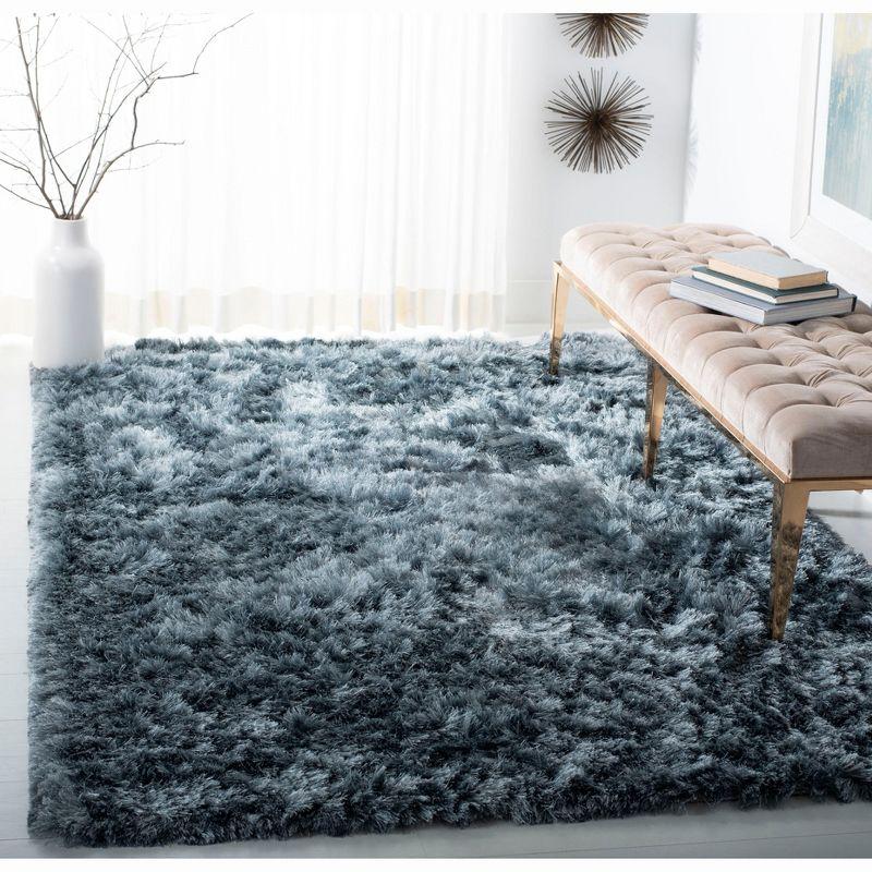 Luxuriant Slate Shag Hand-Tufted Synthetic Area Rug 3' x 5'