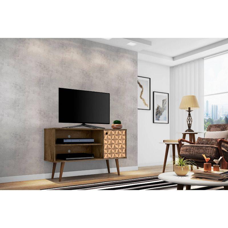 Liberty Mid-Century Modern 2 Shelves and 1 Door with TV Stand for TVs up to 46" Rustic Brown - Manhattan Comfort