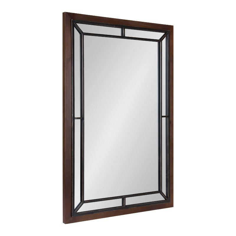 Kate & Laurel All Things Decor 24" x 36" Audubon Rectangle Wall Mirror Rustic Brown : Vintage Farmhouse Style, MDF Frame
