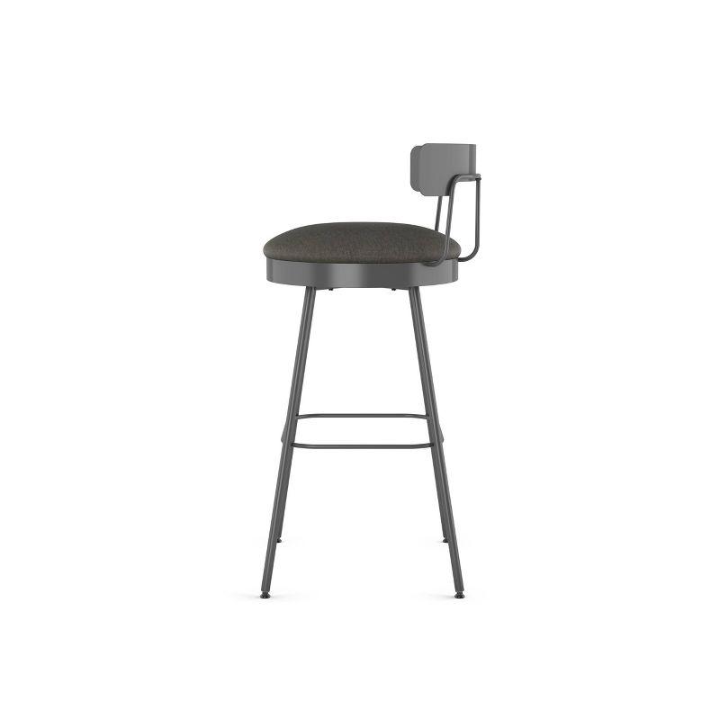 Monza 28'' Dark Grey Polyurethane Swivel Counter Stool with Black Metal Base