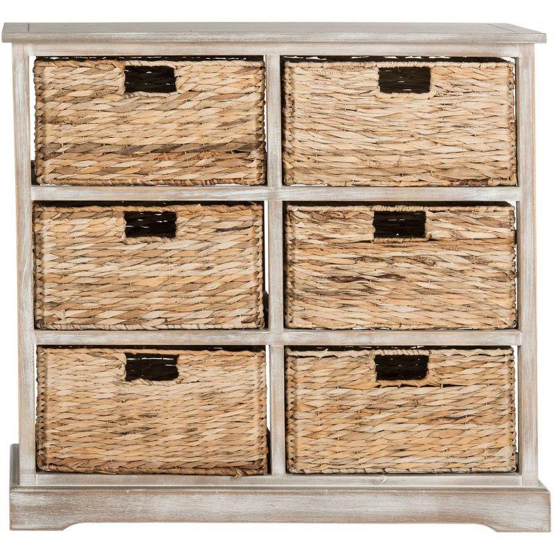 Keenan 6 Basket Storage Chest - AMH5740 - White Wash - Safavieh Couture