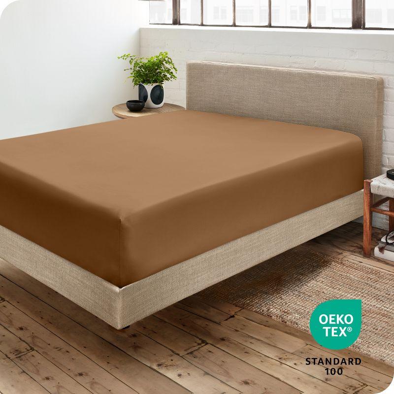 Twin XL Caramel Ultra-Soft Double Brushed Fitted Sheet by Bare Home