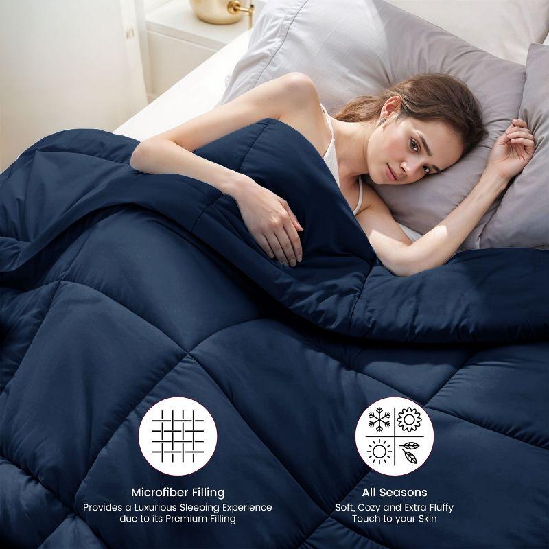 All Season Down Alternative Duvet Insert with Corner Tabs Hypoallergenic Ultra Soft 1 Piece Comforter - Twin , Navy Blue