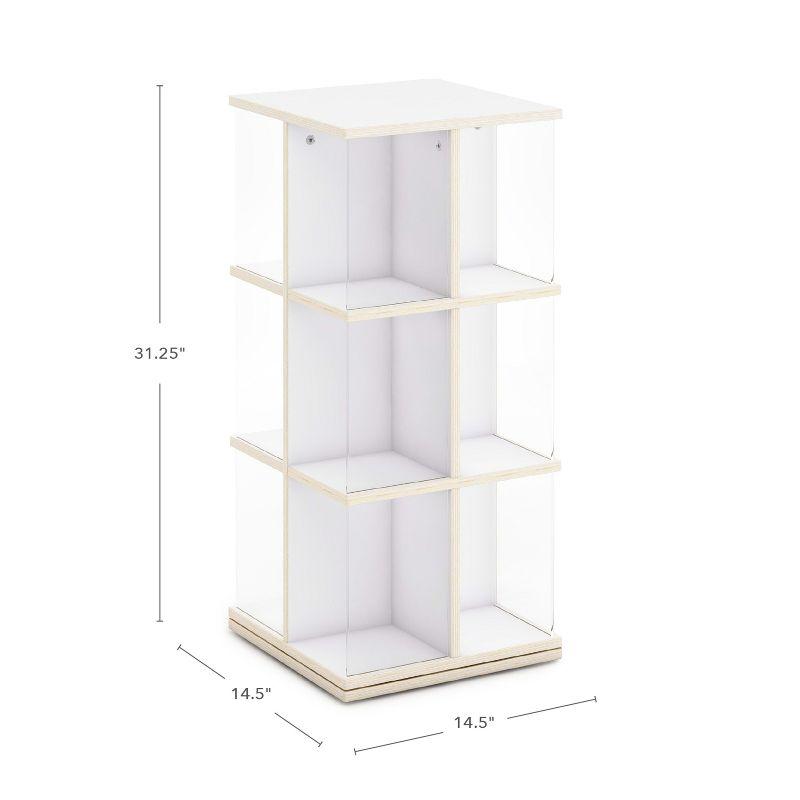 Guidecraft EdQ Rotating 3 Tier Book Display: Kids' Wooden Spinning Bookshelf with Acrylic Shelves for Storage in Classroom or Playroom