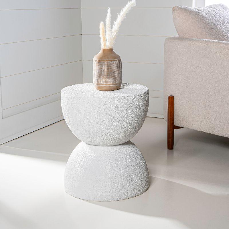 Greta 18" Mid-Century Modern Drum Accent Table , White - JONATHAN Y