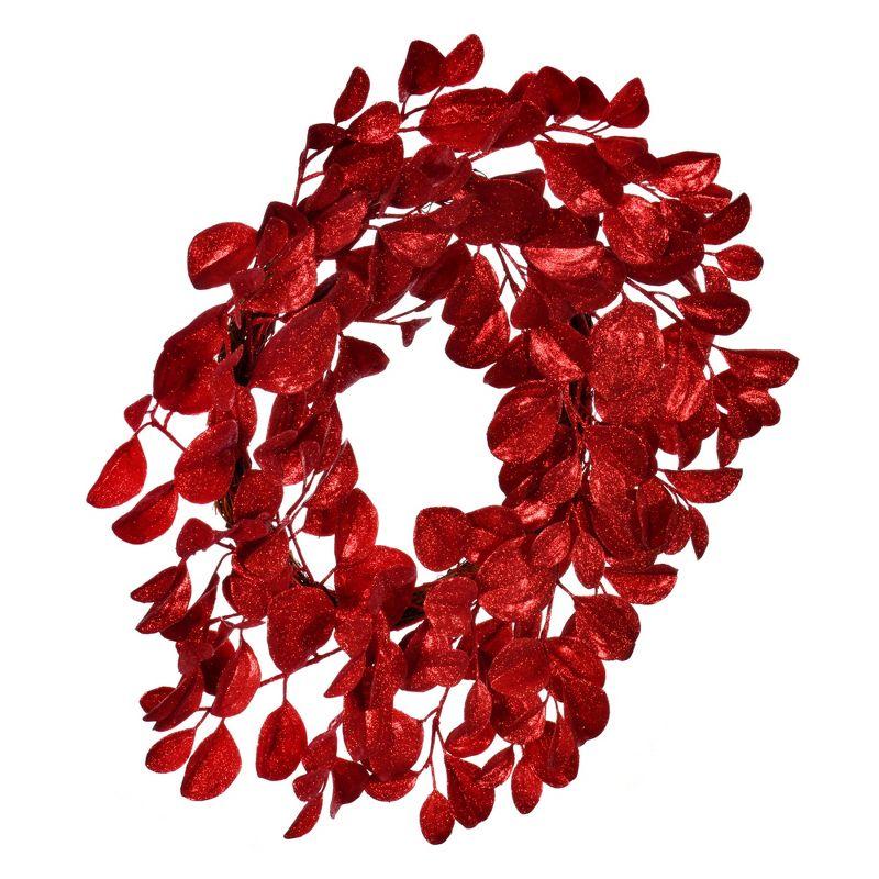 24" Red Glitter Artificial Dogwood Wreath