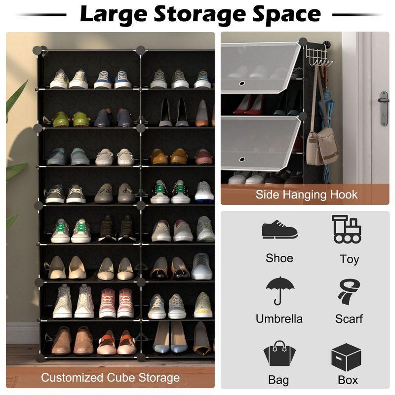 Costway Portable Shoe Rack Organizer 12-Cube 48 Pair Shoe Shelf Storage Cabinet w/Hook