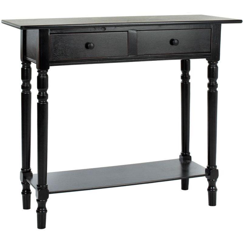 Transitional Gray Wood Console Table with Dual Storage Drawers