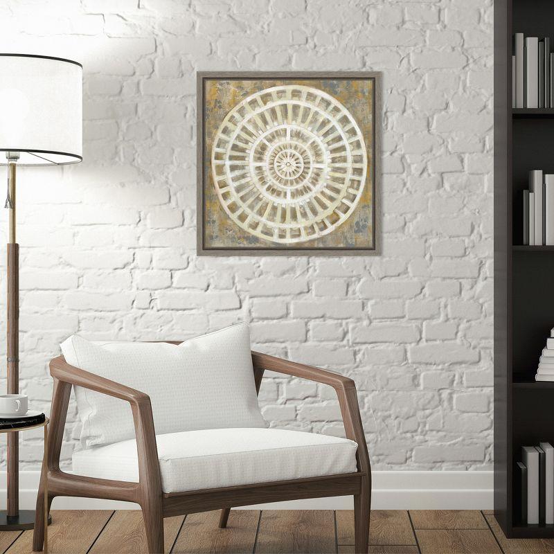 Amanti Art Neutral Textured Medallion by Silvia Vassileva Canvas Wall Art Print Framed 16 x 16-in.