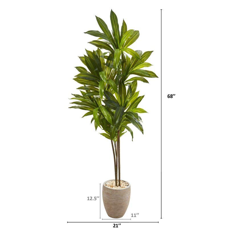 Nearly Natural 68-in Dracaena Artificial Plant in Sand Colored Planter (Real Touch)