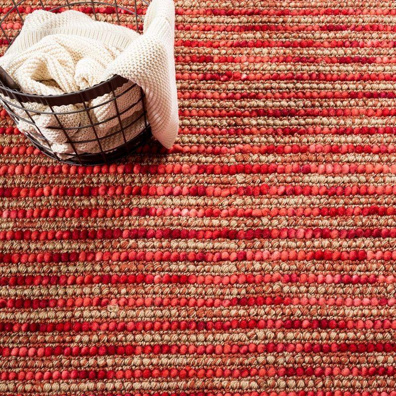 Handmade Red and Multicolor Wool Bohemian Area Rug, 5' x 8'