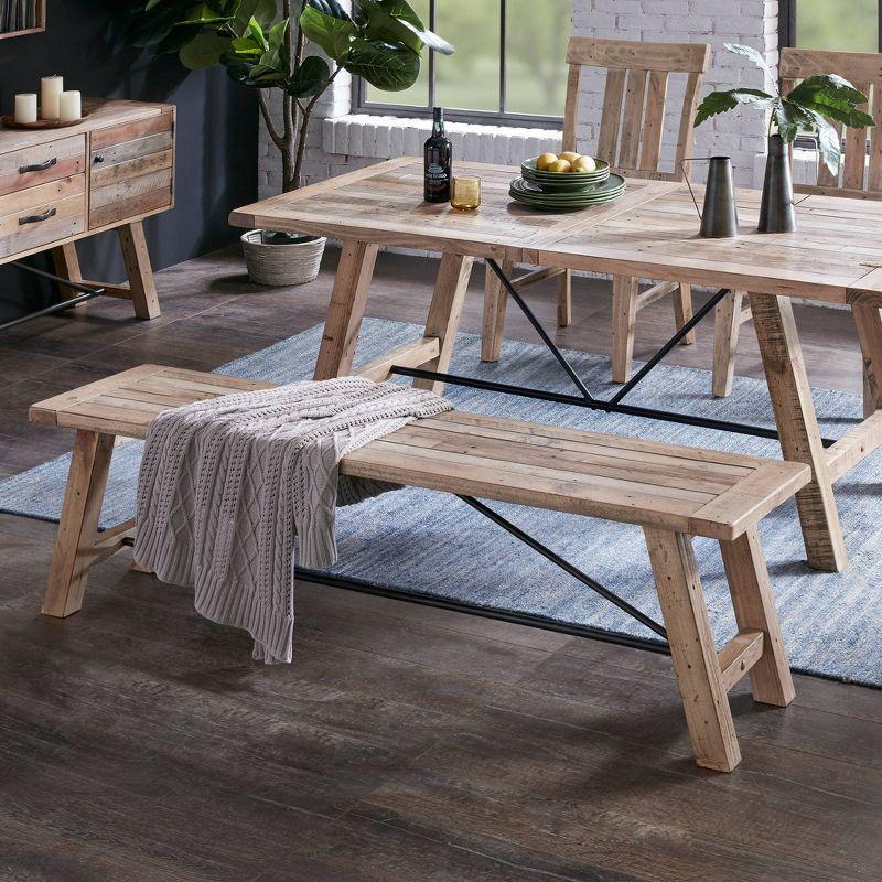 Ink+Ivy Sonoma Dining Bench Natural: Mid-Century Modern Pine & Metal Frame, Seats 2, 400lb Capacity