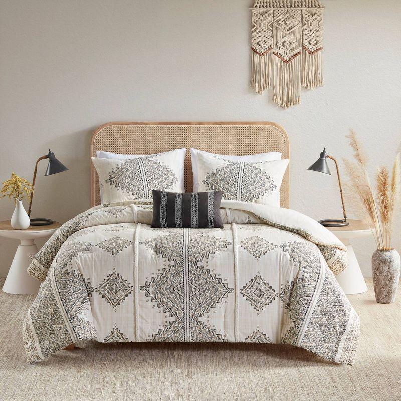 Ivory King Microfiber Nordic Bedspread Set with Shearling