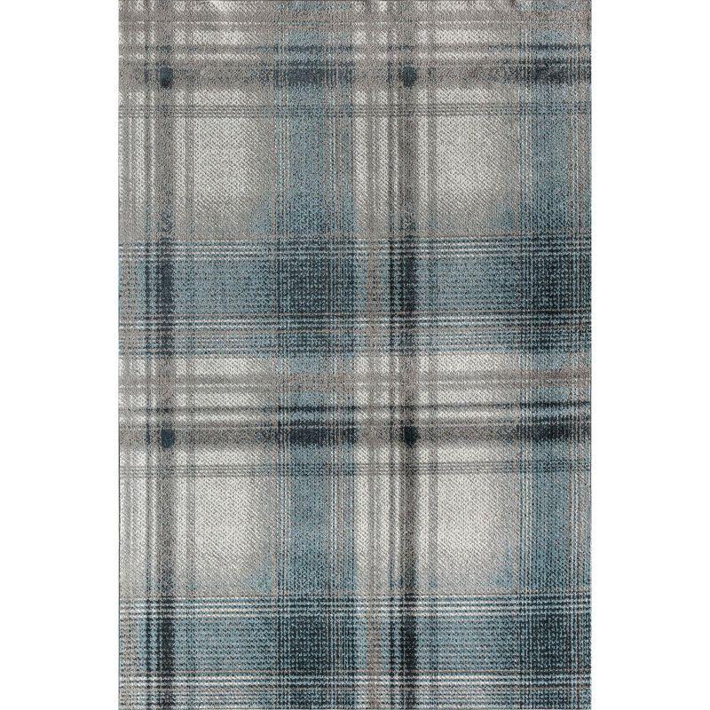 Baltic Rapids Blue Plaid 5' x 7' Synthetic Area Rug