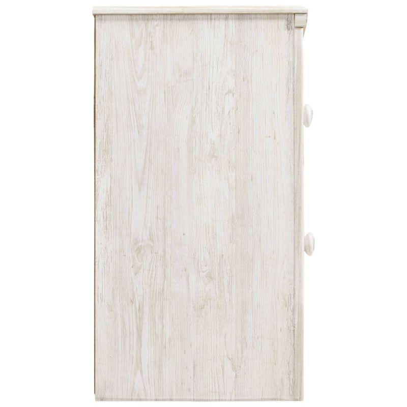 Paxberry Two Drawer Nightstand White Wash - Signature Design by Ashley: Traditional Style, USB Port, Storage Function