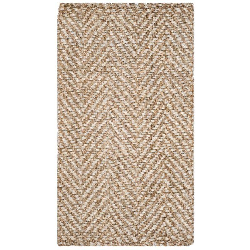 Ivory and Natural Handwoven Jute Area Rug 4' x 6'