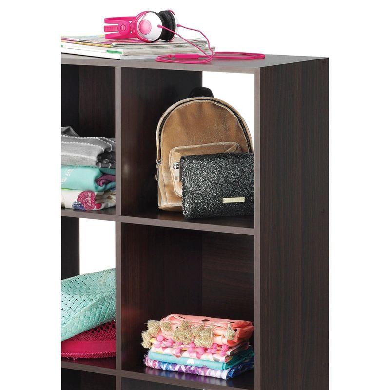 Whitmor 9 Section Cube Organizer Espresso: Universal Storage, 35.5" x 11.75", Particle Board & Steel, Divided Shelves