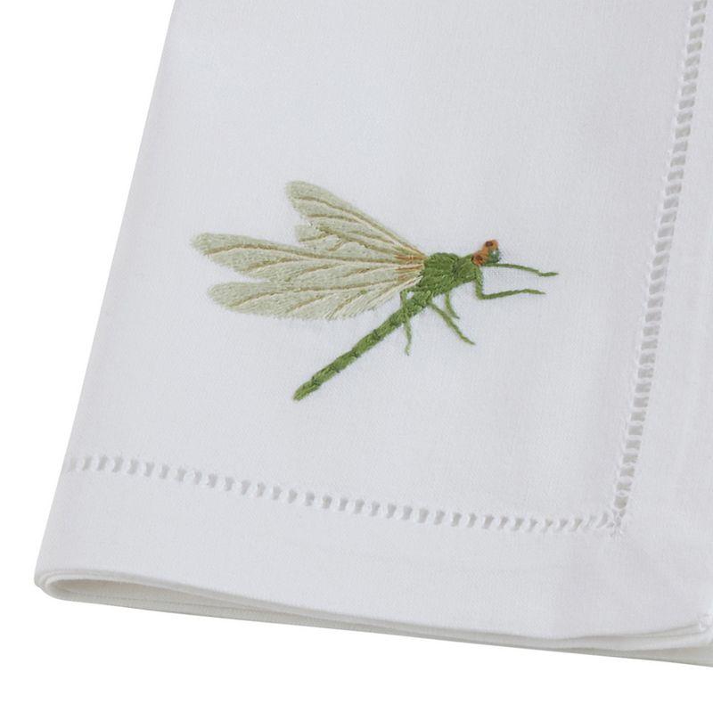 Saro Lifestyle Saro Lifestyle Cotton Table Napkins With Embroidered Dragonfly Hemstitch Design (Set of 6), White, 20"