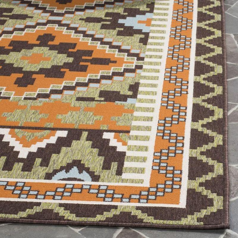 Veranda VER096 Power Loomed Indoor/Outdoor Area Rug - Green/Terracotta - 4'x5'7" - Safavieh
