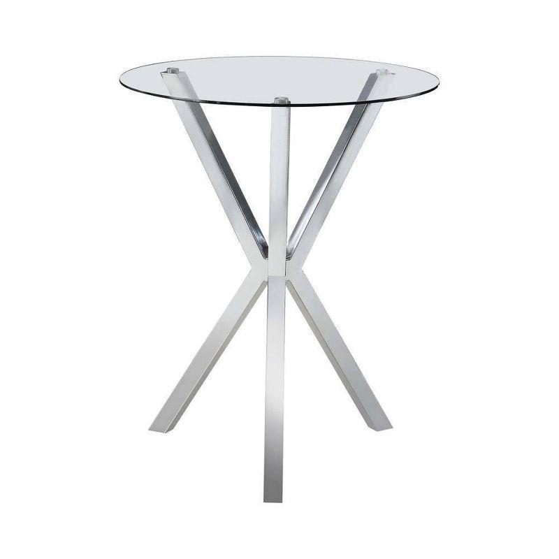 Denali Round Glass Top Chrome Bar Height Table