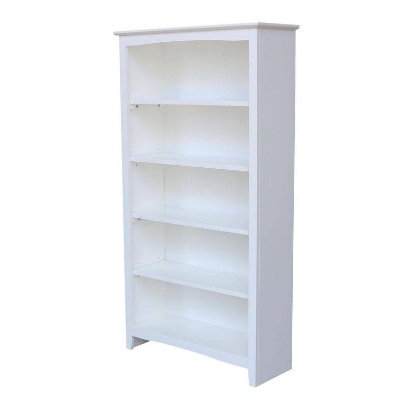 Transitional Solid Hardwood 60" White Shaker Bookshelf