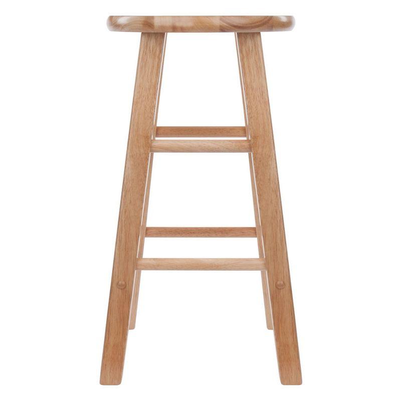 Transitional Natural Wood Backless Counter Stool, 24"H Beige