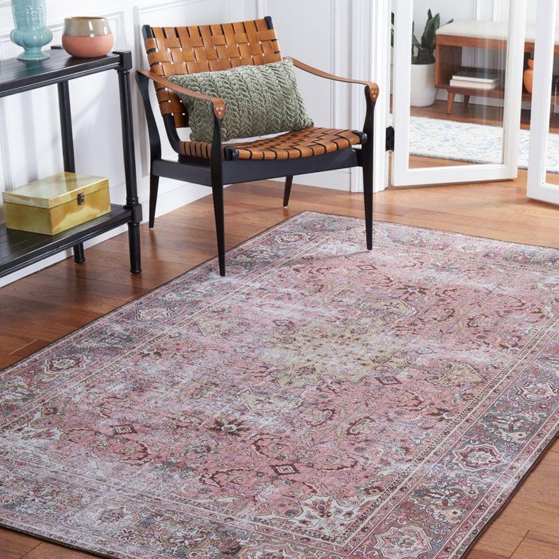 Tucson TSN144 Power Loomed Machine Washable Area Rug - Pink/Beige - 6'x6' - Safavieh.