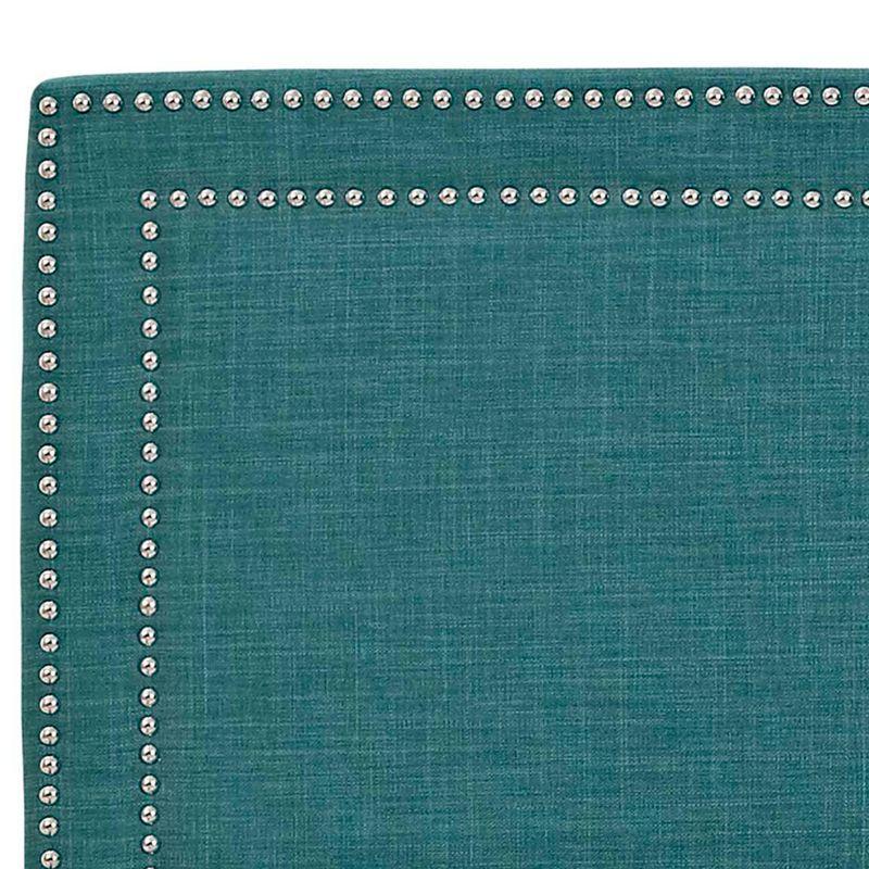 Teal Transitional Twin Upholstered Platform Bed with Nailhead Trim