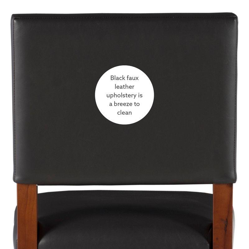 24" Brook Padded Back Faux Leather Nailhead Counter Height Barstool Black - Linon: Cherry-Stained Legs, Footrails