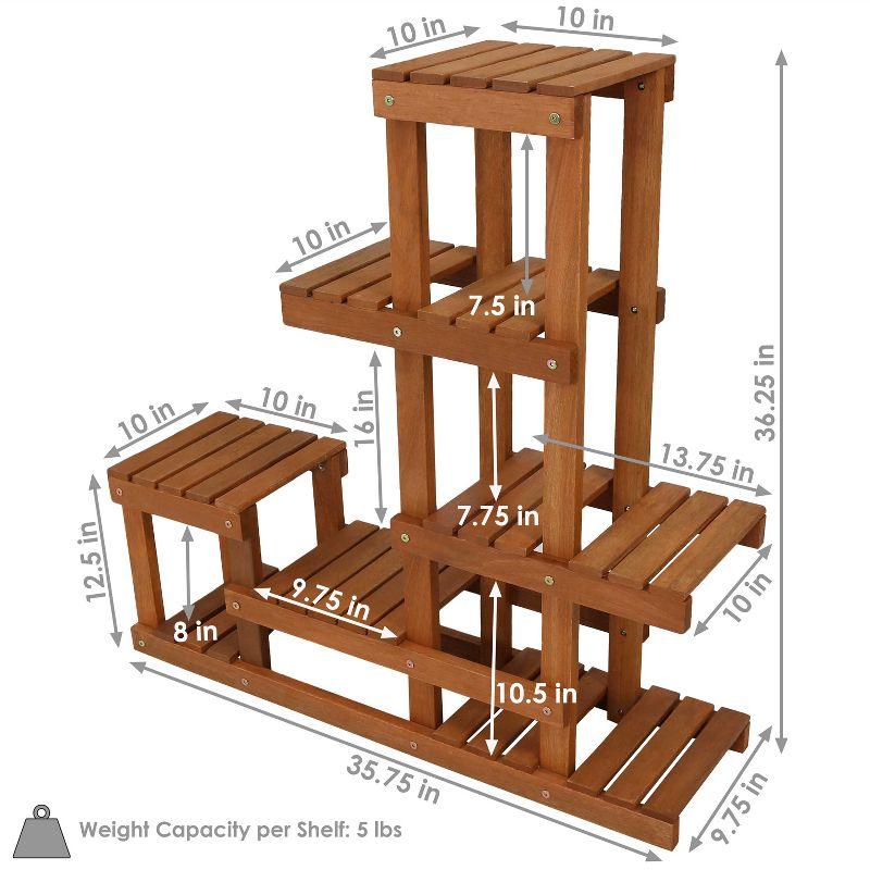 Brown Meranti Wood 7-Tier Indoor/Outdoor Plant Stand with Teak Oil Finish