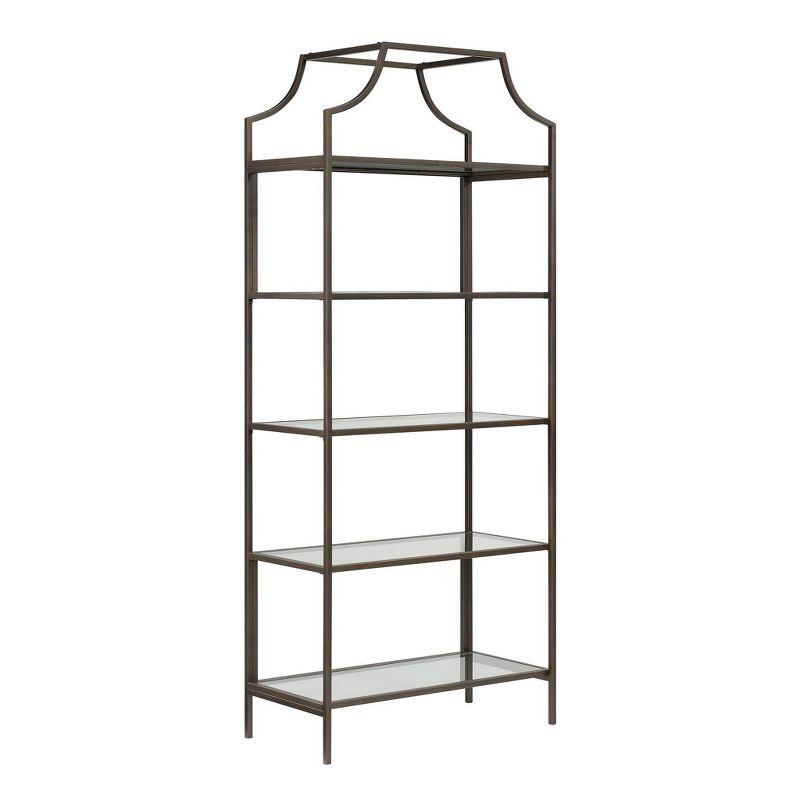 Elegant Bronze Metal & Glass 70" Luxe Display Bookcase