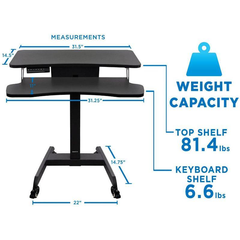 Black Electric Adjustable Standing Desk Converter with Wheels