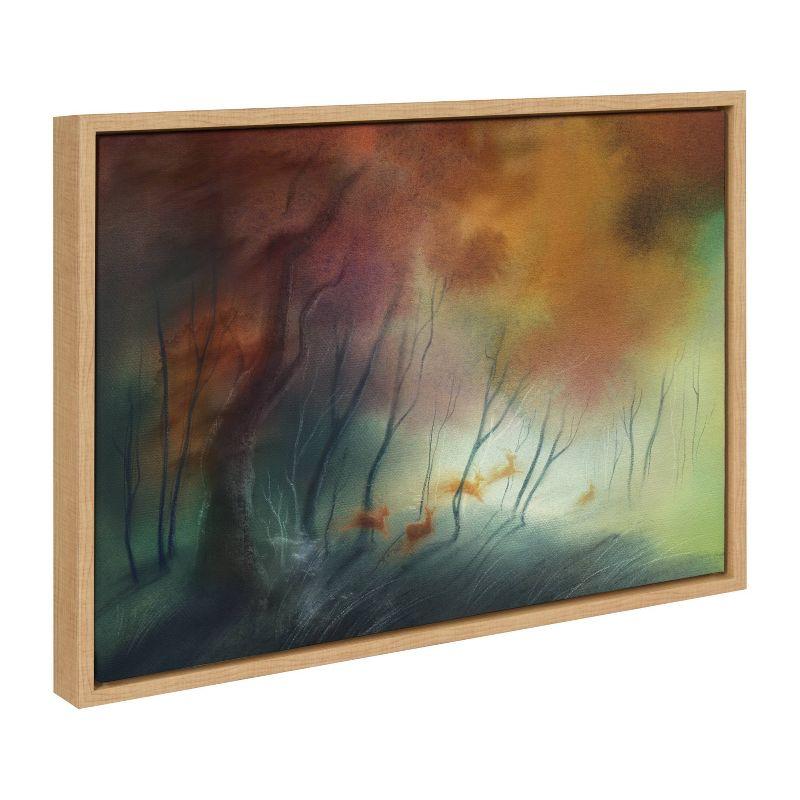 Natural Abstract Deer Canvas Print in Wooden Frame, 18x24