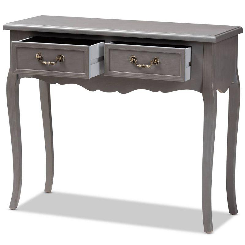 Capucine Finished Wood 2 Drawer Console Table Gray - Baxton Studio: Elegant Entryway Storage, Cabriole Legs