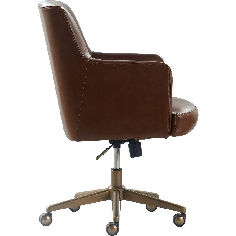 Modern Executive High-Back Swivel Office Chair in Cognac Brown Leather