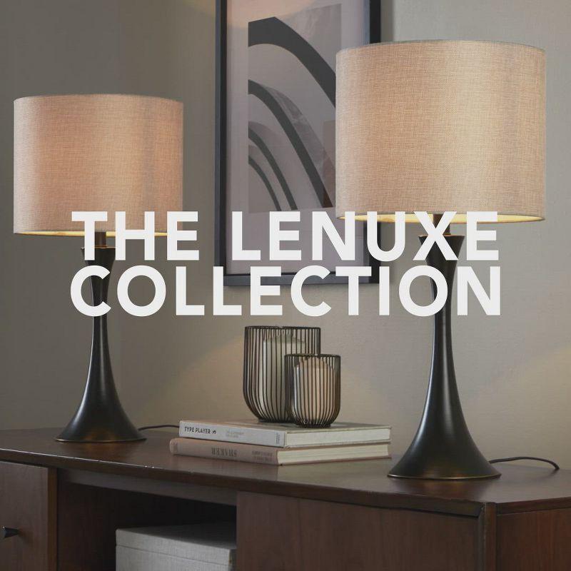 LumiSource Lenuxe 24" Table Lamps Set: Hourglass Body, Linen Drum Shade, UL Listed