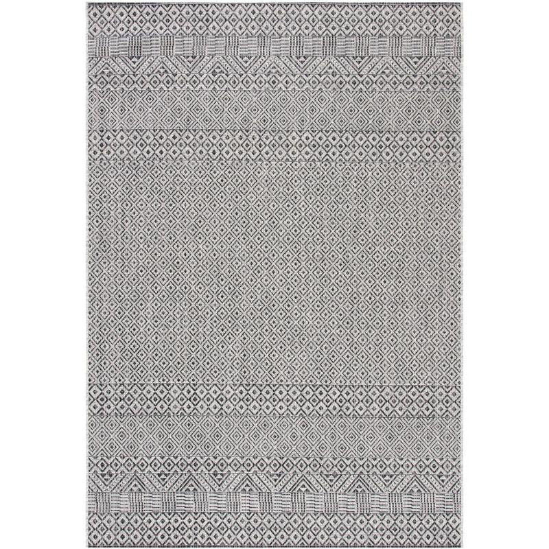 Courtyard CY8235 Power Loomed Indoor and Outdoor Area Rug - Grey/Black - 4'x5'7" - Safavieh