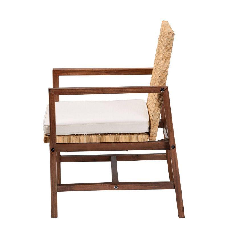 bali & pari Lovina Rattan and Acacia Wood Arm Chair Light Honey/Light Brown