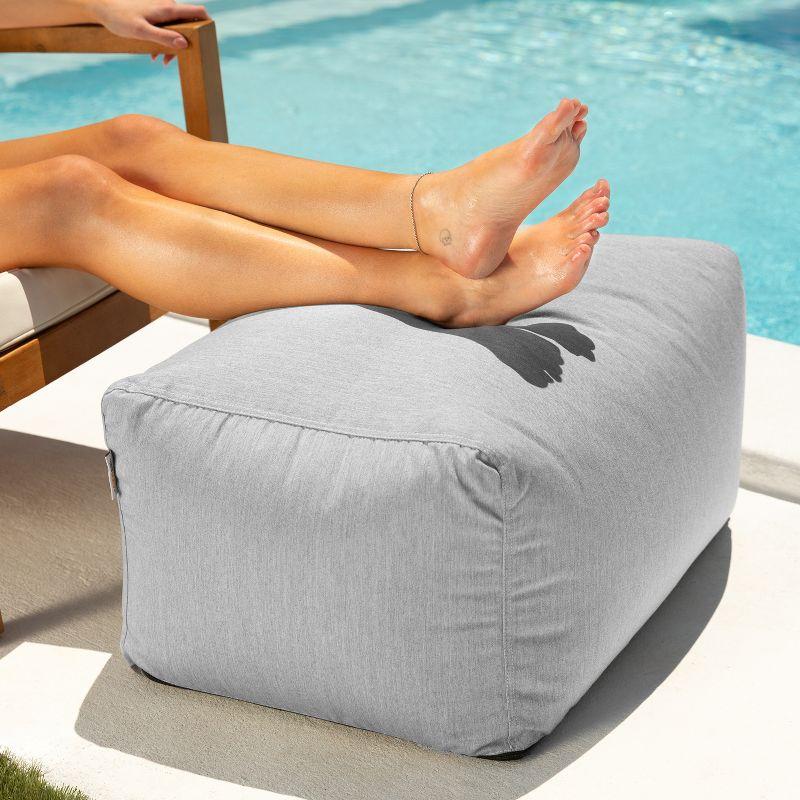 Jaxx Leon Outdoor Bean Bag Ottoman, Granite