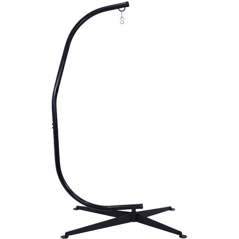 Black Powder-Coated Steel C-Stand Hammock Chair Stand