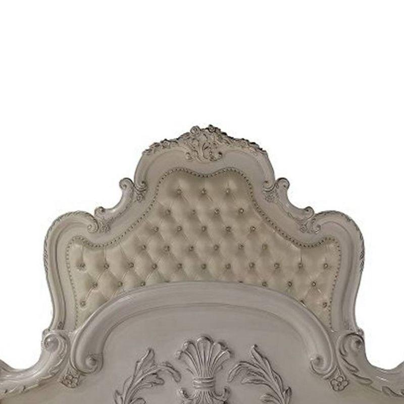 92" Eastern King Bed Dresden with Rococo Style Carvings & Faux Leather - Acme Furniture