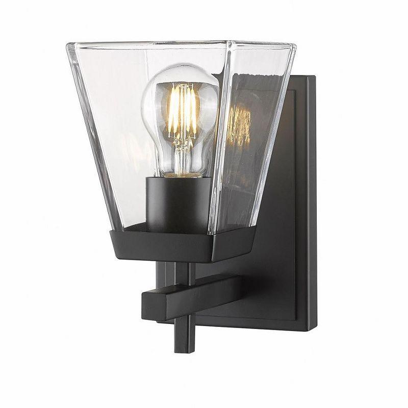 Lauren Matte Black 8.5" Modern Wall Sconce with Clear Flared Glass