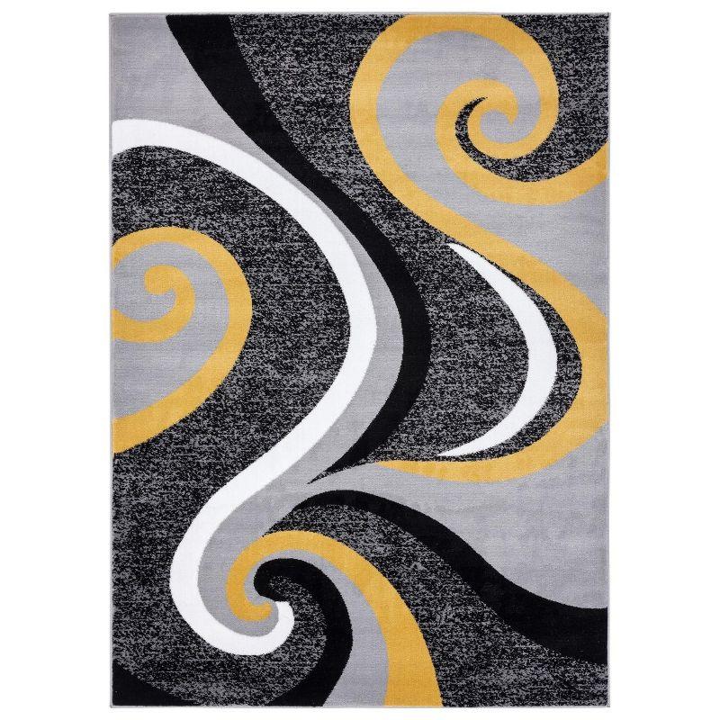 Abstract Swirls Red Synthetic 5' x 7' Area Rug