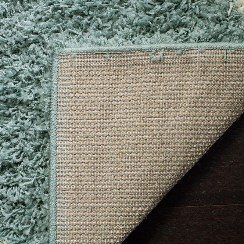 Seafoam and Ivory Hand-knotted Shag Runner Rug