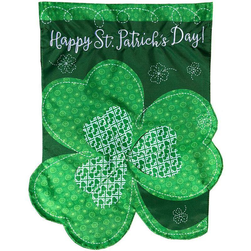 Green Shamrock St. Patrick's Day Applique Garden Flag