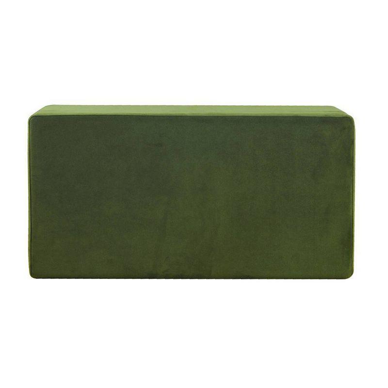 Medium Storage Bench with Metal Legs Green Velvet - HomePop: Upholstered Rectangular Ottoman for Bedroom, 250lb Capacity