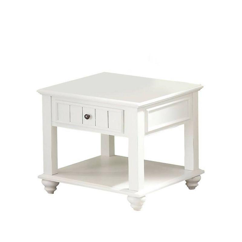 24" Natesa Accent Table White Washed - Acme Furniture: French Country Style, 24-Inch Side Table with Storage Drawer