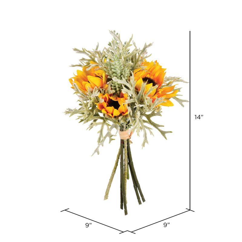 Vickerman 14" Artificial Yellow Sunflower Succulent Bouquet .