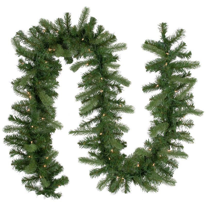 Lifelike Noble Fir Pre-Lit Outdoor Christmas Garland - 9' with Clear Lights